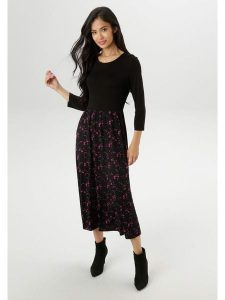 Aniston Sukienka w kolorze czarno-różowym rozmiar: 40. Czarne sukienki Aniston, bez wzorów, z wiskozy, bez kołnierzyka, bez ramiączek, maxi. Za 95,99 zł.