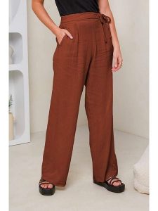 Rodier Lin Lniane spodnie w kolorze brązowym rozmiar: S/M. Brązowe spodnie z wysokim stanem Rodier Lin, bez wzorów, ze lnu, z podwyższonym stanem. Za 114,17 zł.