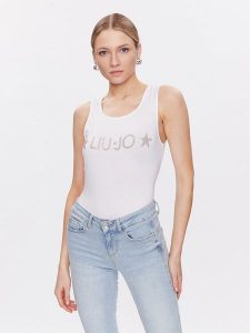 Liu Jo Beachwear Top VA3100 J5360 Biały Regular Fit. Białe topy Liu Jo Beachwear, l, bez wzorów, z wiskozy, bez kołnierzyka, bez ramiączek. Za 169,99 zł.