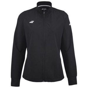 Bluza dresowa damska Babolat Play Jacket do tenisa. Czarne bluzy BABOLAT, bez wzorów, z dresówki, bez kaptura. Za 319,99 zł.