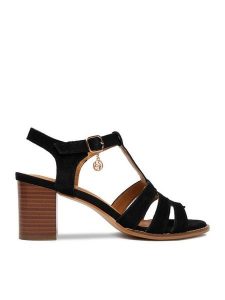 Lasocki Sandały CEO-25F531-4 Czarny. Czarne sandały Lasocki, bez wzorów, ze skóry, bez obcasa, na słupku, bez zapięcia. Za 229,99 zł.