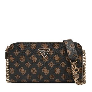 Torebka Guess. Brązowe listonoszki Guess, z aplikacjami, bez dodatków. Za 289,99 zł.