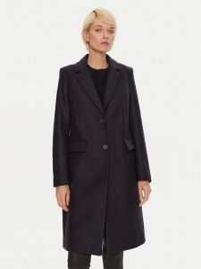 Tommy Hilfiger Płaszcz wełniany WW0WW42738 Granatowy Regular Fit. Niebieskie płaszcze TOMMY HILFIGER, na zimę, bez wzorów, z wełny, bez kaptura. Za 829,99 zł.