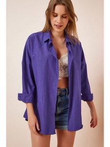 Happiness Istanbul Koszula w kolorze fioletowym rozmiar: 36. Różowe koszule Happiness Istanbul, bez wzorów, bez kołnierzyka, bez ramiączek. Za 61,60 zł.