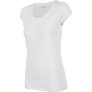 T-shirt damski TSD300 - biały. Białe t-shirty marki 4f, z bawełny, z krótkim rękawem. W wyprzedaży za 14,99 zł.