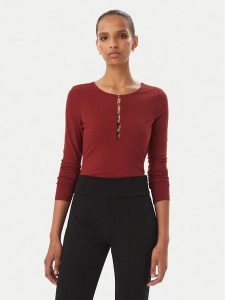 Guess Body W6BP21 K6256 Bordowy Slim Fit. Czerwone body i gorsety Guess, z aplikacjami, z syntetyku. Za 294,99 zł.