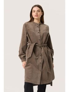 Soaked in Luxury Sukienka "Soaked in Luxury" w kolorze khaki rozmiar: XXL. Brązowe sukienki Soaked in Luxury, na co dzień, xxl, bez wzorów, z tkaniny, bez kołnierzyka, bez ramiączek, mini, proste. Za 260,35 zł.