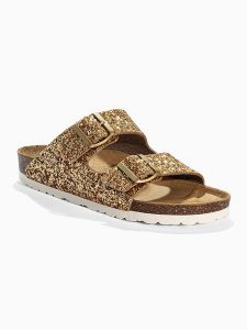 BACKSUN Klapki "Bali" w kolorze złotym rozmiar: 42. Żółte klapki Backsun, bez wzorów, z materiału, z otwartym noskiem, bez obcasa. Za 130,99 zł.