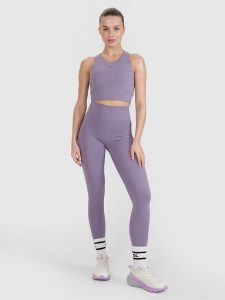4F Legginsy treningowe szybkoschnące 4F x Anna Lewandowska - fioletowe L. Fioletowe legginsy 4f, bez wzorów, z dzianiny, z podwyższonym stanem. Za 149,99 zł.