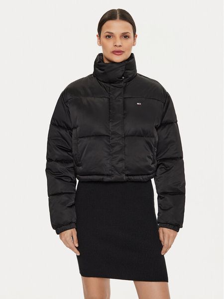 Tommy Jeans Kurtka zimowa Satin DW0DW18292 Czarny Regular Fit. Czarne kurtki Tommy Jeans, na zimę, l, bez wzorów, z jeansu, bez kaptura. Za 589,99 zł.