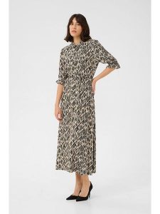 Kaffe Sukienka w kolorze brązowo-kremowym rozmiar: 44. Brązowe sukienki Kaffe, na co dzień, bez wzorów, z tkaniny, bez kołnierzyka, bez ramiączek, midi, proste. Za 130,99 zł.