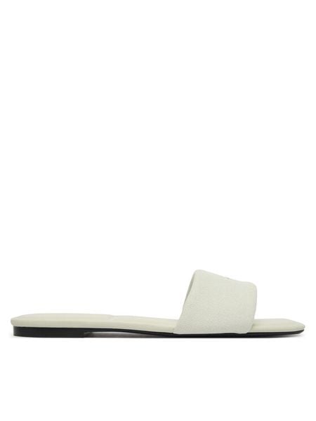 Calvin Klein Klapki Square Flat Sndl Canvas Hw HW0HW03129 Biały. Białe klapki Calvin Klein, bez wzorów, z materiału, bez obcasa. Za 329,99 zł.