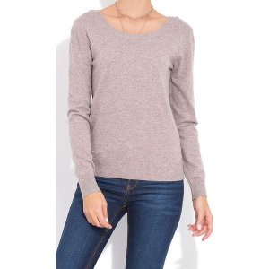 Sweter w kolorze szarobrązowym. Brązowe swetry klasyczne marki William de Faye, z kaszmiru, z dekoltem na plecach. W wyprzedaży za 136,95 zł.