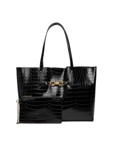 Just Cavalli Torebka 79RA4BH6 ZSB96 Czarny. Czarne shopper bag Just Cavalli, bez wzorów, ze skóry, bez dodatków. Za 639,99 zł.