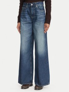 Tommy Hilfiger Jeansy Indie WW0WW48567 Niebieski Wide Leg. Niebieskie jeansy TOMMY HILFIGER, bez wzorów, z bawełny. Za 529,99 zł.