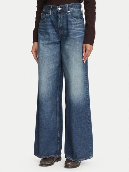 Tommy Hilfiger Jeansy Indie WW0WW48567 Niebieski Wide Leg. Niebieskie jeansy TOMMY HILFIGER, bez wzorów, z bawełny. Za 529,99 zł.