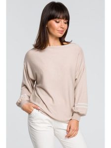 Be Wear Sweter w kolorze beżowym rozmiar: onesize. Brązowe swetry oversize Be Wear, bez wzorów, ze splotem, bez ramiączek. Za 163,45 zł.