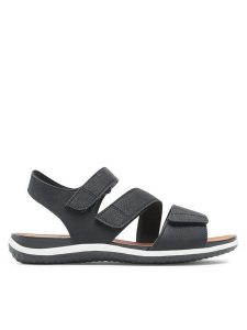Geox Sandały D Sandal Vega D35R6A000EKC9999 Czarny. Czarne sandały Geox, bez wzorów, ze skóry, bez obcasa, na płaskiej podeszwie, bez zapięcia. Za 259,99 zł.