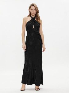 Guess Sukienka wieczorowa Sl Aubree W4GK60 WFDF0 Czarny Regular Fit. Czarne kombinezony Guess, xs, z aplikacjami, z wiskozy, wizytowe, bez kołnierzyka, bez ramiączek. Za 319,99 zł.