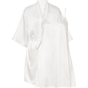 Szlafrok kimono + koszulka nocna (kompl. 2-częściowy). Czarne komplety bielizny bonprix, bez wzorów. Za 169,99 zł.