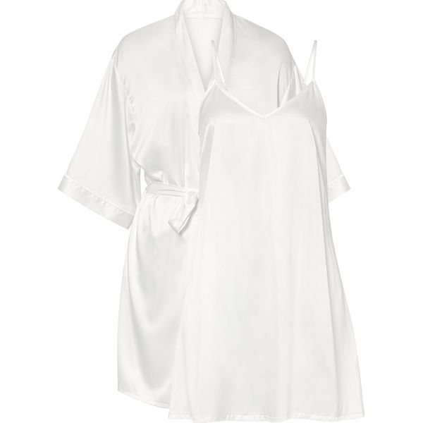 Szlafrok kimono + koszulka nocna (kompl. 2-częściowy). Czarne komplety bielizny bonprix, bez wzorów, bez kaptura. Za 159,99 zł.