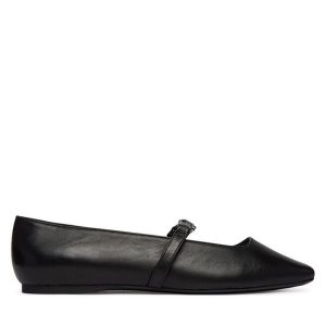 Baleriny KARL LAGERFELD. Czarne balerinki KARL LAGERFELD, bez wzorów, bez obcasa, bez zapięcia. Za 487,99 zł.