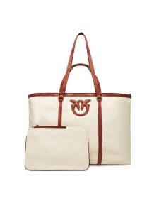 PINKO Torebka Miranda Shopper Extra PE 25 PLTT 104715 A2G2 Beżowy. Brązowe shopper bag Pinko, bez wzorów, z materiału, bez dodatków. Za 529,99 zł.