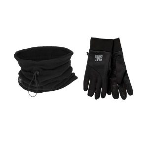 Zestaw termo unisex Komin na szyję/Rękawiczki. Czarne szaliki HEAT KEEPER, na zimę, bez wzorów, z poliamidu. W wyprzedaży za 148,10 zł.