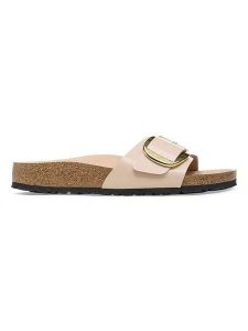 Birkenstock Skórzane klapki "Madrid" w kolorze beżowym rozmiar: 36. Brązowe klapki Birkenstock, bez wzorów, z otwartym noskiem, bez obcasa. Za 434,85 zł.