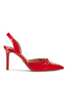 Nine West Sandały WFA2995-1 Czerwony. Czerwone sandały Nine West, bez wzorów, ze skóry, bez obcasa, na szpilce, bez zapięcia. Za 229,99 zł.