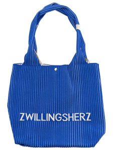 Zwillingsherz Shopper bag "Zwillingsherz" w kolorze niebieskim - 40 x 30 cm rozmiar: onesize. Niebieskie shopper bag Zwillingsherz, bez wzorów, z materiału, na ramię, bez dodatków. Za 91,77 zł.
