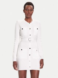 Liu Jo Sukienka dzianinowa MF5371 MS99E Biały Slim Fit. Białe sukienki Liu Jo, s, bez wzorów, z dzianiny, bez kołnierzyka, bez ramiączek. Za 539,99 zł.