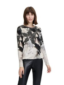 Betty Barclay Koszulka w kolorze czarno-kremowym rozmiar: 48. Brązowe bluzki Betty Barclay, bez wzorów, bez kołnierzyka, bez ramiączek. Za 82,99 zł.