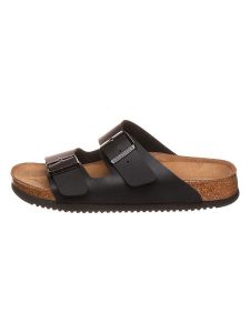 Birkenstock Klapki "Arizona Prof" w kolorze czarnym rozmiar: 43. Czarne klapki Birkenstock, bez wzorów, z otwartym noskiem, bez obcasa. Za 312,95 zł.