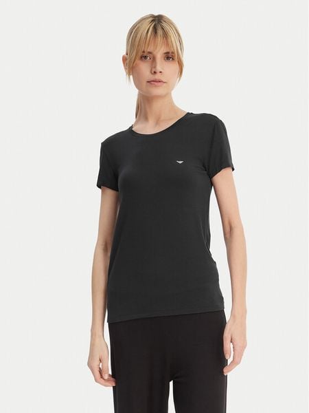 Emporio Armani T-Shirt EW000408 AF19024 UC001 Czarny Regular Fit. Czarne t-shirty Emporio Armani, xl, bez wzorów, z bawełny, bez kołnierzyka, bez ramiączek. Za 259,99 zł.