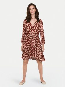 ONLY Sukienka codzienna Clemmentine 15320417 Bordowy Regular Fit. Czerwone kombinezony ONLY, s, bez wzorów, z wiskozy, bez kołnierzyka, bez ramiączek. Za 79,99 zł.