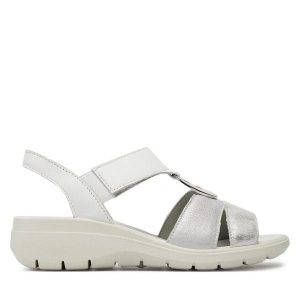 Sandały Imac. Białe sandały Imac, bez wzorów, bez obcasa, na koturnie, bez zapięcia. Za 249,99 zł.