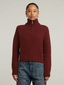 G-Star Sweter w kolorze bordowym rozmiar: XS. Czerwone swetry oversize G-Star, xs, bez wzorów, z wełny, bez ramiączek. Za 175,67 zł.