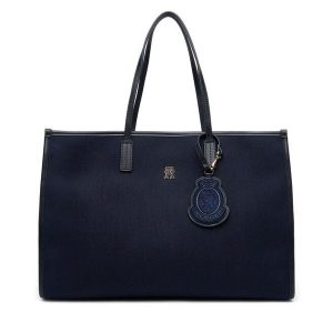 Torebka Tommy Hilfiger. Niebieskie shopper bag TOMMY HILFIGER, bez wzorów, bez dodatków. Za 559,99 zł.