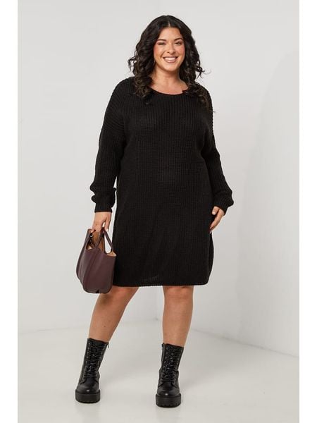 Curvy Lady Sukienka dzianinowa w kolorze czarnym rozmiar: 48/50. Czarne sukienki Curvy Lady, na co dzień, bez wzorów, z dzianiny, klasyczne, bez kołnierzyka, bez ramiączek, midi, proste. Za 117,73 zł.