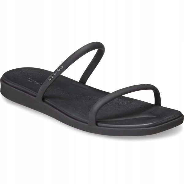 Klapki Dla Dorosłych Crocs Miami Two Strap. Czarne klapki Crocs, bez wzorów, z materiału, bez obcasa. Za 199,99 zł.