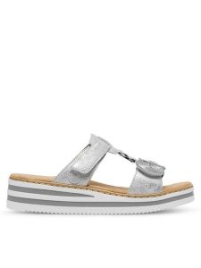 Rieker Klapki V02K3-40 Srebrny. Szare klapki Rieker, bez wzorów, z syntetyku, bez obcasa. Za 309,99 zł.