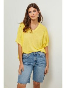 Lin Passion Tunika w kolorze żółtym rozmiar: 36/38. Żółte tuniki Lin Passion, bez wzorów, klasyczne, bez kołnierzyka, bez ramiączek. Za 113,99 zł.