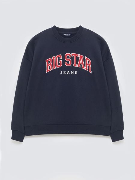 Bluza damska z logo BIG STAR granatowa Rubena 403. Niebieskie bluzy Big Star, l, z aplikacjami, z denimu, bez kaptura. Za 199,99 zł.