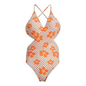 Jednoczęściowy strój kąpielowy dla Kobiety MINI HULA WRAP HL Brązowy. Brązowe stroje jednoczęściowe Roxy, bez wzorów, z elastanu. Za 359,99 zł.