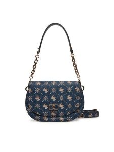 Guess Torebka Emelie Logo HWGP99 28200 Granatowy. Niebieskie torebki klasyczne Guess, z aplikacjami, ze skóry, bez dodatków. Za 659,99 zł.