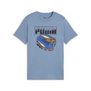 Młodzieżowa koszulka z grafiką sneakersów PUMA Cool Blue. Niebieskia bluzki Puma, m, bez wzorów, młodzieżowe, bez kołnierzyka, bez ramiączek. Za 74,99 zł.