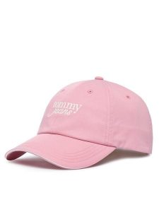 Tommy Jeans Czapka z daszkiem Script AW0AW18973 Różowy jasny. Czerwone czapki Tommy Jeans, bez wzorów, z bawełny. Za 149,99 zł.