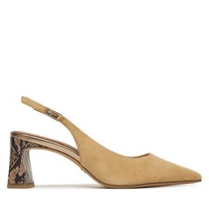 Czółenka Tamaris. Brązowe czółenka Tamaris, bez wzorów, bez obcasa, bez zapięcia. Za 369,99 zł.