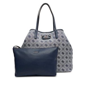 Torebka Guess. Niebieskie shopper bag Guess, z aplikacjami, bez dodatków. Za 439,99 zł.